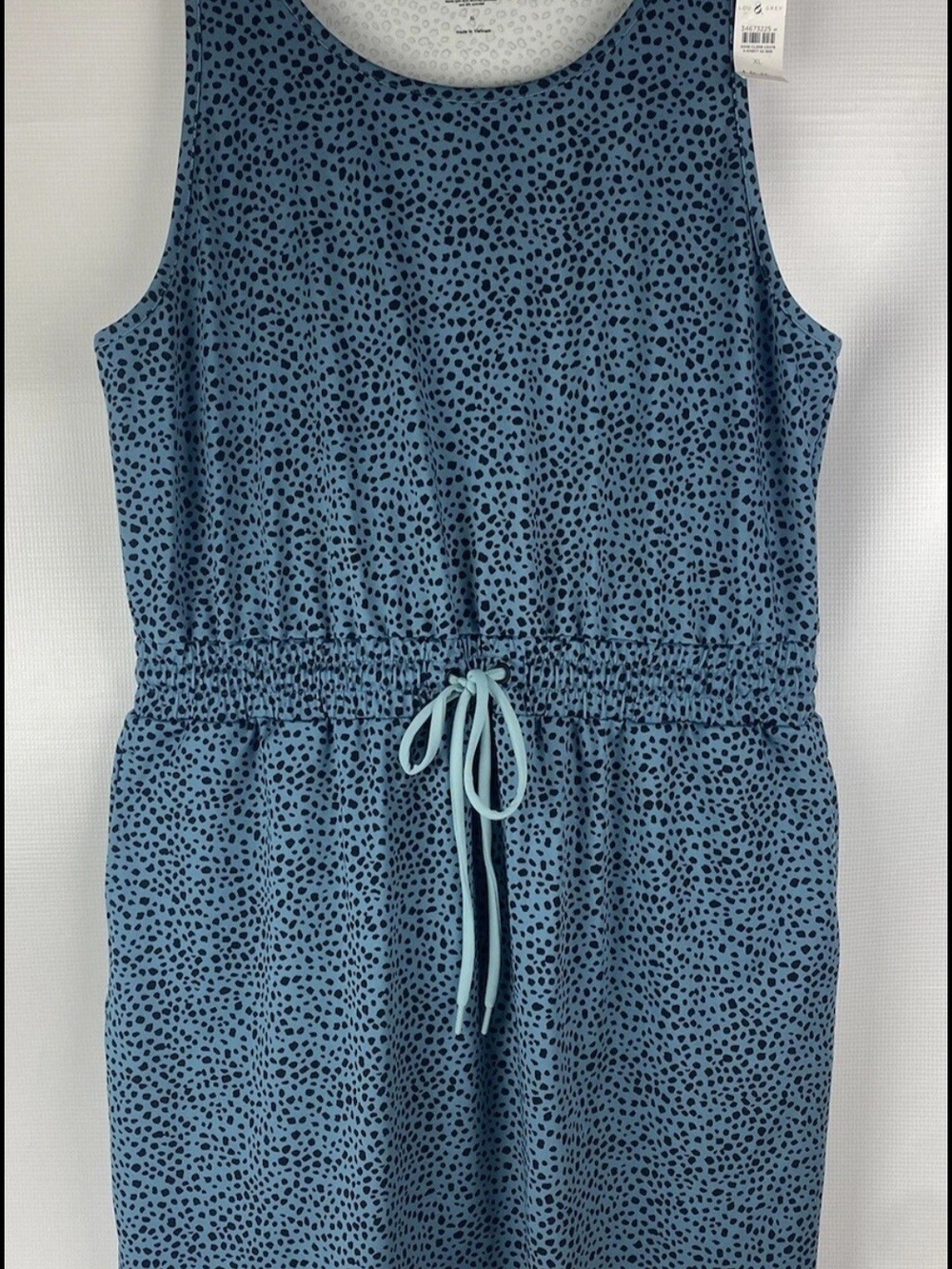 LOU & GREY Blue Speckled Drawstring Sleeveless Jumpsuit
